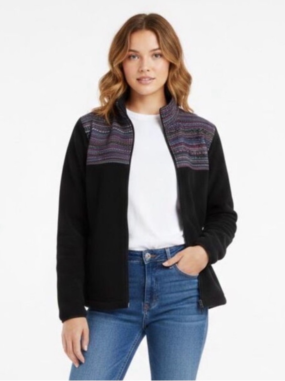 VTG Fila Black Full Zip High-Pile Southwestern Western Fleece Jacket SZ XL